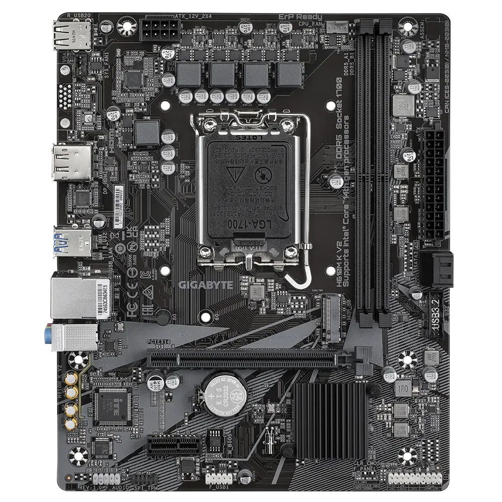 Gigabyte H610M K V2 DDR5 Motherboard For Intel 12th | 13th | 14th Gen view 2
